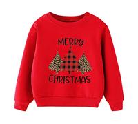 Sweat Noel Garçons Fille, Rigolo Arbre de Noël Imprimé de Noël, Décontracté Sweat de Noels à Manches Longues Col Rond, Sweats Noëls Ouaté pour Filles Hiver Chaud, Mode Sweats De Noels