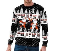Sweat NoëL Homme Drole Imprimé, Sweat-Shirt Manches Longues-Pull Moche De Noel Grande Taille Père Noël Drole Print Automne Et Hiver Christmas Pull-Over Top Casual Xmas NoëL Pas Cher Haut
