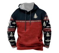 Sweat Noel Homme Grande Taille, Sweat A Capuche Homme Vintage Manches Longues Imprimé Rigolo Décontracté Pullover Chic Et Élégants Chaud Coupe Ample Hoodie Automne Hiver Moche Noël Fête Sweatshirt