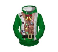 Sweat NoëL Homme Manches Longues- Pull Moche De Noel DrôLe 3D Imprimé-Sweat-Shirt Christmas Motif Hoodie Travail FêTe Pas Cher avec Cordon De Serrage Poches Automne Et Hiver Hauts