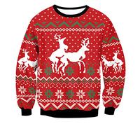 Sweat Noel Pull Père Noël Femme Homme Pull Noel Moche de Noel Drole Femme Funny Ugly Merry Christmas Sweatshirt Sweat Renne Noël Femme Pullover Sweat-Shirt Noël Pulls Xmas Pull Personnalisé Cerf XL