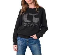 Sweat noir avec un logo en lurex imprimé une coupe droite et un col rond L