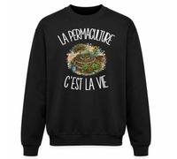 Sweat Noir La permaculture c'est la vie | Molleton Gratté 260 g/m² Col Rond Unisexe XS à 5XL | Pull Sweatshirt Hiver Quotidien | Cadeau Permaculteur Permacultrice Homme Femme Anniversaire Noël
