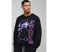 Sweat oversize à bords bruts et imprimé prince homme - noir - XS, noir