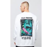 Sweat oversize à imprimé Jujutsu Kaisen homme - blanc - XS, blanc