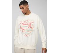 Sweat oversize délavé à imprimé Johnny Cash homme - ecru - XS, ecru