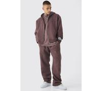 Sweat oversize zippé à écusson croisé homme - bordeaux - L, bordeaux