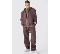 Sweat oversize zippé à écusson croisé homme - bordeaux - M, bordeaux
