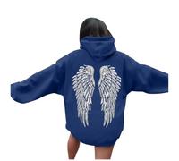Sweat Paillettes Femme, Sweat a Capuche Femme, Pull Ange, Hoodie Sequins Los Angeles À Manches Longues Sweet Sweatshirts Oversize Sweats Strass Chic Et Elegant Y2k Sportswear Hiver Bleu Marine, S