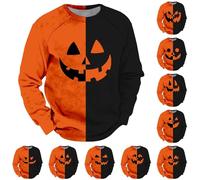 Sweat patchwork amusant pour hommes et hommes, costume d'Halloween, sweatshirts à thème d'Halloween, pulls imprimés citrouille, costumes décontractés, pulls à manches longues, H, XXL