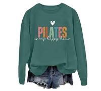 Sweat Pilates Is My Happy Hour, T-shirt Pilates Is My Happy Hour, sweat-shirt amusant pour femme, Vert, XL