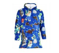 Sweat Plaid Minecraft Adulte - Couverture à Capuche Polaire Homme Taille Unique - - Bleu