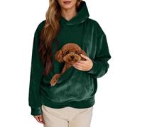 Sweat Poche Kangourou Pour Chat Flannel Pilou Pilou Confortable avec Pets Poches Frontale Sweat a Capuche Femme Hiver Douce Et Confortable Hoodie Pour les Visites Vétérinaires, Promenades la maison