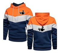 Sweat Polaire À Capuche pour Hommes pour Bruce Lee Imprimer Sweat À Capuche Décontracté Patchwork Sweat Shirt Chaud d'hiver - Cadeau pour Adolescent- Orange||XL