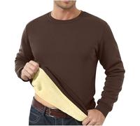 Sweat Polaire Col Rond Homme Hiver Thermique Pull Avec Doublure Laine Sweatshirt Epais En Peluche Pour Le Fitness, Le Travail, Sport Et Chasse 2024 Pas Cher