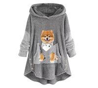 Sweat Polaire Femme à Capuche- Sweatshirts Femme Imprimé Mignon Grande Taille Douce Chaude Classique Pullover Automne Et Hiver Longue Hoodies avec Poches pour Adultes Ados IntéRieur ExtéRieur