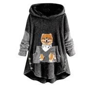 Sweat Polaire Femme à Capuche- Sweatshirts Imprimé Mignon Grande Taille Douce Chaude Casual Pullover Automne Et Hiver Longue Hoodies avec Poches pour Adultes Ados IntéRieur ExtéRieur