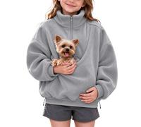 Sweat Polaire Garçon Poche Kangourou Animale Col Zippé Manches Longues | Pullover Niche Avant, Compagnon, Haut Style Minimaliste, Veste Fonctionnelle,pour Promener Son Chien Et Aller Au Parc