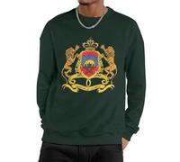 Sweat Polaire Homme Chaud Col Rond Pullover Manches Longues Sweatshirt Épais Thermique Royaume du Maroc Drapeau National Pull Hiver Casual Travail Sport Toutes Saisons Couple