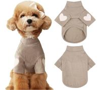 Sweat pour chien de petite et moyenne taille - T-shirt uni pour chiot de petite taille - T-shirt chaud pour animal de compagnie - Avec imprimé cœur - Café - Taille L