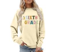 Sweat pour enseignant, sweat graphique pour enseignant, imprimé « Back to School », épaules superposées, pull femme douillet, beige, S