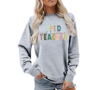- Sweat pour enseignant, sweat-shirt graphique pour enseignants, imprimé « Back to School », épaules superposées, vêtements tendance pour adolescentes et filles, gris, L