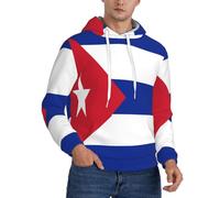 Sweat pour Homme Confort Toutes Saisons Imprimé Cuba Drapeau Windproof Tissu en Polyester Doux Manches Côtelées Poche Kangourou Durable pour Le Style Sportif