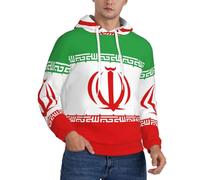 Sweat pour Homme Confort Toutes Saisons Imprimé L'Iran Drapeau Windproof Tissu en Polyester Doux Manches Côtelées Poche Kangourou Durable pour Le Style Sportif