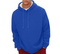 Sweat pour homme Printemps Automne et Hiver Couleur Pure Plus Velours Épais Casual Pull Manches Longues Chaud Sweatshirt Vintage Vêtements avec Poches, bleu, 5XL