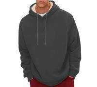 Sweat pour homme Printemps Automne et Hiver Couleur Pure Plus Velours Épais Casual Pull Manches Longues Chaud Sweatshirt Vintage Vêtements avec Poches, gris foncé, 5XL