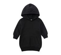 sweat princesse fille - Toddler Girls Pull Polaire Sweat Enfants Solide Plus Bébés À Capuche Couleur Robe Top Coat Filles Tops Blouse Dentelle Fille pour vêtements décontractés,vêtements de sport