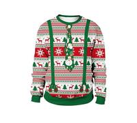 Sweat Pull Noël pour Homme 2024 Col Rond Sweat Pull avec Imprimé Noel Sweat Manches Longues Pullover Moche Noel Imprimé 3D Blouse Grande Taille Tee Shirt Hauts Automne sans Capuche Noel