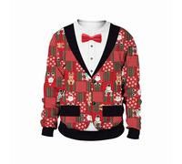 Sweat Pull Noël pour Homme 2024 Col Rond Sweat Pull avec Imprimé Noel Sweat Manches Longues Pullover Moche Noel Imprimé 3D Blouse Grande Taille Tee Shirt Hauts sans Capuche Automne Cadeau Noel