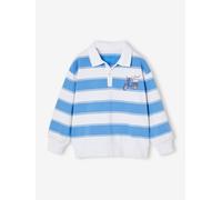 Sweat rayé col polo garçon rayé bleu 10A