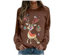 Sweat sans Capuche Femme Bombers Femmes Hauts Polaires Décontractés avec Poches Chaud Festival Col Rond Casual Sweatshirt Homme Automne Hiver Noel Adolescent Grande Taille Mince Streetwear