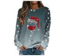 Sweat sans Capuche Femme Gilet Polaire Sweatshirt Adolescent Grande Taille Mince Streetwear Chaud Festival Imprimés De Noël Col Rond Hauts Polaires Décontractés avec Poches Casual Homme Automne Hiver