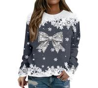 Sweat sans Capuche Femme NoëL Grande Taille Hiver Chic Et Elegant Sweat Shirt Femme Casual La Mode DéContracté ImpriméS Dessins AniméS Baggy Confort Christmas Pullover Sweatshirts (Dark Gray-d, S)