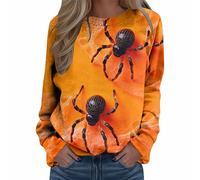 Sweat sans Capuche Grande Taille Sweatshirt Court - Vetement Halloween Imprimé AraignéE Amusant DéContracté Confortable Doux Tendance De La Rue Chemisier Ample Sport