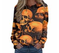 Sweat sans Capuche Grande Taille Sweatshirt Court, Vetement Halloween Imprimé AraignéE Amusant DéContracté Confortable Doux Tendance De La Rue Chemisier Ample Sport