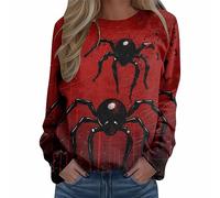 Sweat sans Capuche Grande Taille Sweatshirt Court - Vetement Halloween Imprimé AraignéE Amusant DéContracté Confortable Doux Tendance De La Rue Chemisier Ample Sport