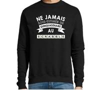 Sweat - SCRABBLE - Pull Passion Sport - Noir - Homme - Col classique S