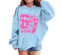 Sweat Shirt 67 - Sweat-Shirt à Capuche Manches Longues pour Filles avec Impression et Poche Style décontracté idéal pour Enfants et Jeunes Filles