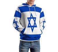 Sweat-Shirt À Capouche Imprimée Israël Drapeau Unisexe Veste De Sport Loisir Pull Multifonction Veste Décontractée Outdoor Antivent Conception Légère Et Portable Poche Rangement Poignets Antivent