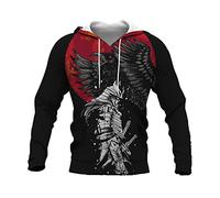 Sweat-Shirt à Capuche 3D Demon Japan Samurai Graphic Long Sleeve Pullover Jumper Tops pour Hommes Vêtements de Sport à Capuche avec Cordon de Serrage, Style Ethnique et décontracté