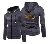 Sweat-Shirt À Capuche À Manches Longues pour Homme pour Doctor Who Sweat À Capuche Zippé Veste À Enfiler d'automne Pulls Chauds Vêtements D'extérieur Coupe-Vent Haut,Black-x_l