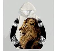 sweat-shirt à capuche ajusté pour homme avec imprimé graphique tout-sur-tout du roi des bêtes, style décontracté . Doublure thermique, un excellent cadeau pour le petit ami. sweat-shirt à capuche grap