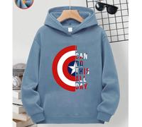 sweat-shirt à capuche ample à manches longues pour jeunes unisexe, avec imprimé du bouclier de Captain Marvel et slogan motivationnel, noir 8 ans,9 ans,11-12 ans,13-14 ans,10 ansCartoon,Portrait,Lettr