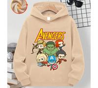sweat-shirt à capuche ample avec ourlet incurvé, thème Avengers - Hulk, Thor, personnages de films et de bandes dessinées, style décontracté et scolaire, manches longues confortables, pour enfants uni