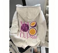 sweat-shirt à capuche ample et décontracté pour femmes, imprimé lettres passionfruit, manches longues, automne L,M,S,XLLettres,Fruits & légumesTissu tricoté