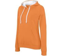 Sweat-shirt à capuche contrastée FEMME KARIBAN - Orange / Blanc S